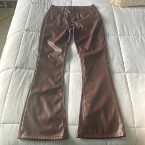 Chocolate brown faux leather pants